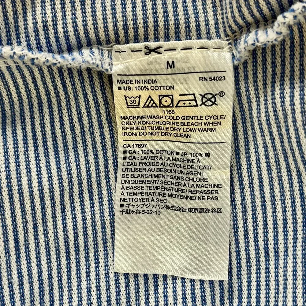 Blue White Stripe Nautical Polo Shirt Mens Medium Cotton Banana Republic Factory